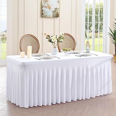 クロスボーダー6FTポリエステル弾力テーブルセット結婚祝い宴会テーブルクロスホテルのテーブルスカート長方形太陽スカートメーカー直販