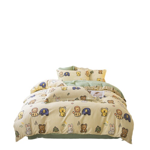 Winter and Autumn Nordic Style Thick Cotton Fleece Four-Piece Set All-Cotton Warm Bedding Three-Piece Set Wholesale Live Streaming