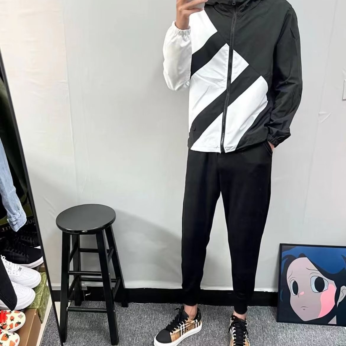 Hooded windbreaker, Oxford cloth jacket, men's and women's sun protection clothing, 2025 new spring/summer style, trendy casual wear for couples.