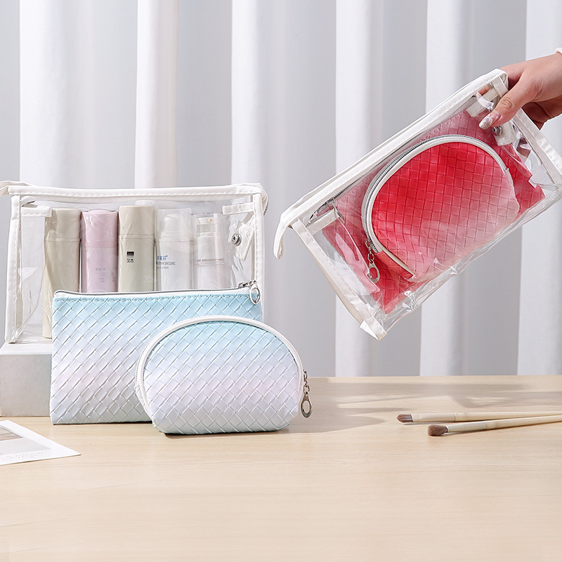 Bolsa de lavado, paquete de tres piezas, bolsa de almacenamiento de cosméticos portátiles, bolsa de almacenamiento de cosméticos impermeables de gran capacidad