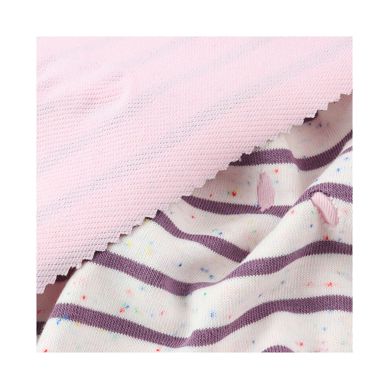 330g彩点华棉条纹打孔复合面料 秋冬针织卫衣家居服复合双面布|undefined
