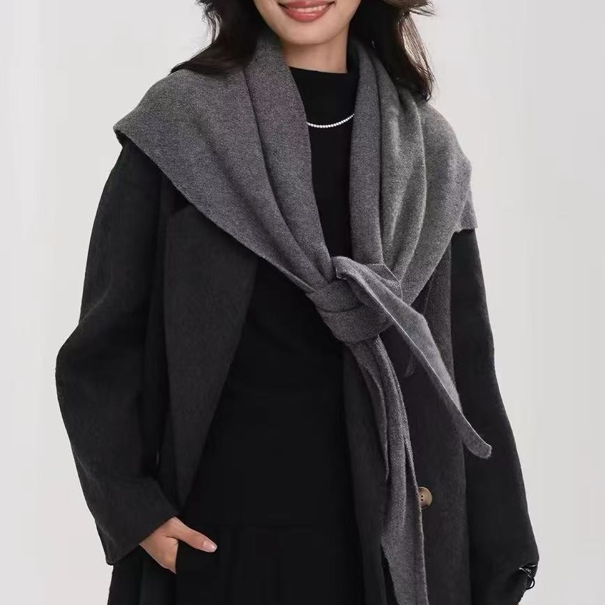 Old Money Style Elegant Knitted Shawl for Women, Autumn and Winter Atmospheric Large Triangular Scarf, Cape Layering Design