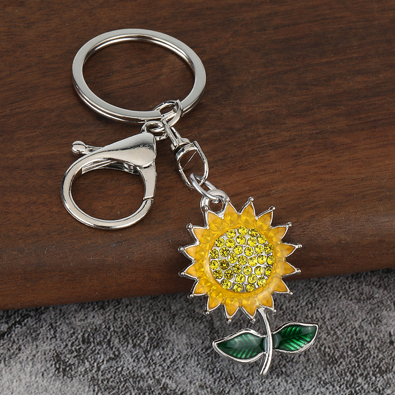 Portachiavi in metallo di alta qualità con strass, ciondolo a forma di girasole, albero, fiore, zaino, all'ingrosso_voghion.com