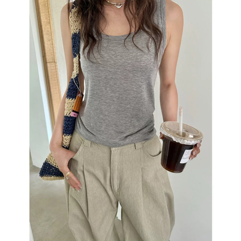 Soft and Comfortable Lyocell Tencel Acetate Wool Women's High-Elastic Summer Thin Camisole Tank Top Solid Color Base Layer