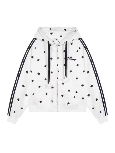 Designful full-print star print hooded long-sleeved women's autumn new sweet and cute casual matchy-matchy coat