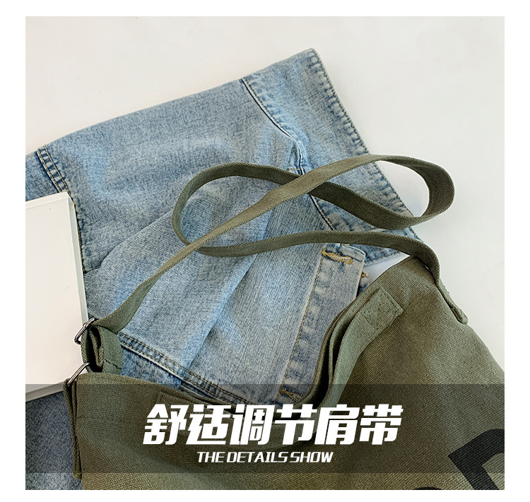Canvas bag, large-capacity crossbody, ins Korean version student tote bag, single-shoulder girls' tutorial bag, hand-held shopping bag undefined