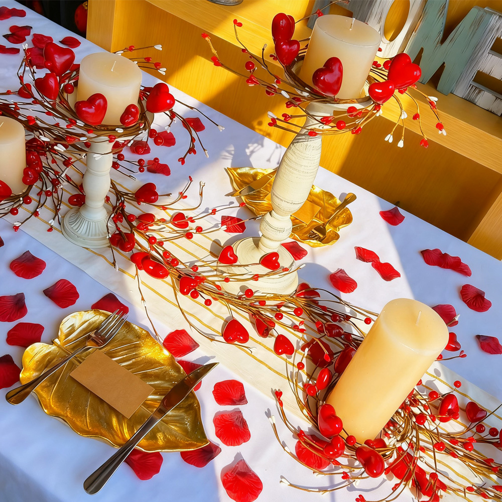 4 piezas de amor transfronterizo día de San Valentín vela berry guirlandas candelabros de corazón artificial Día de la Madre decoración de la fiesta en el hogar
