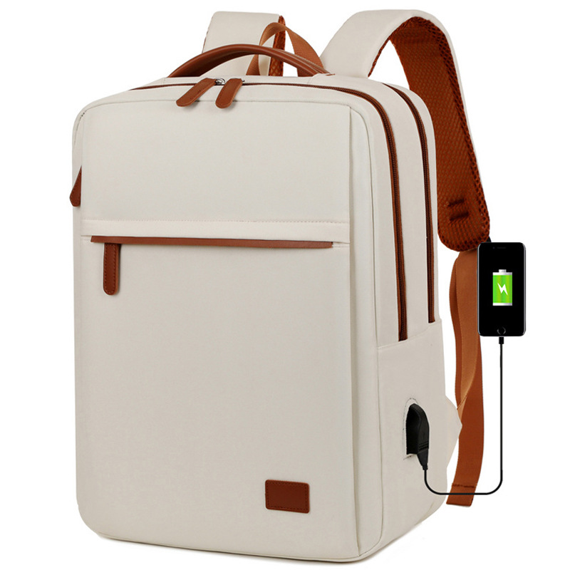 Mochila de computadora con notas USB multifuncional moda color de contraste mochila escolar para estudiantes de secundaria mochila de viaje de gran capacidad al por mayor