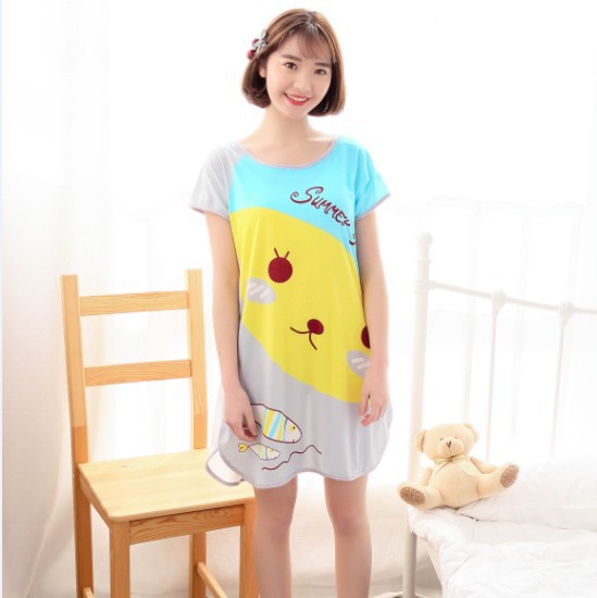 Camisón de verano pijamas de las mujeres de manga corta de dibujos animados lindo camisón Delgado desgaste del hogar Comercio exterior transfronterizo al por mayor