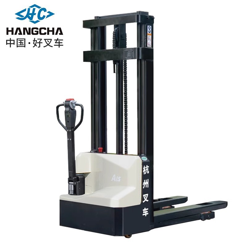 Apilador eléctrico Hangcha de Hangzhou de 1.2 y 1.5 toneladas, montacargas eléctrico autopropulsado, vehículo elevador para carga y descarga.