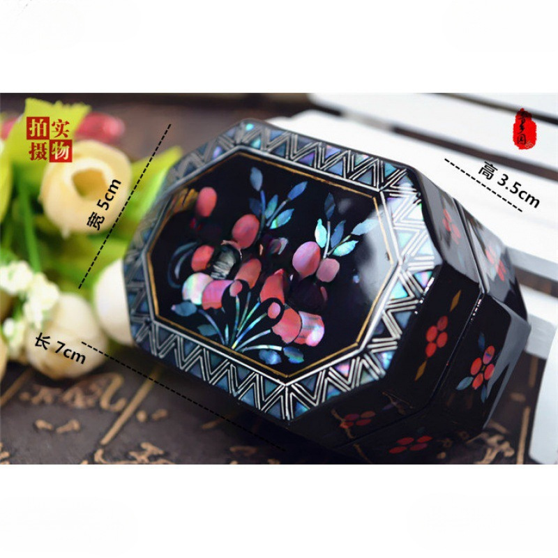 项平遥胭脂古装螺钿贝壳道具戒指推镶嵌漆器盒光首饰盒首饰盒盒拍