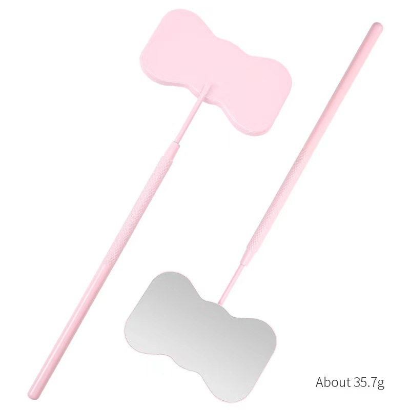 Cruz-frontera uñas belleza pestañas Acero inoxidable anti-niebla Oval injerto pestañas espejo belleza auxiliar pestañas herramientas de pestañas al por mayor