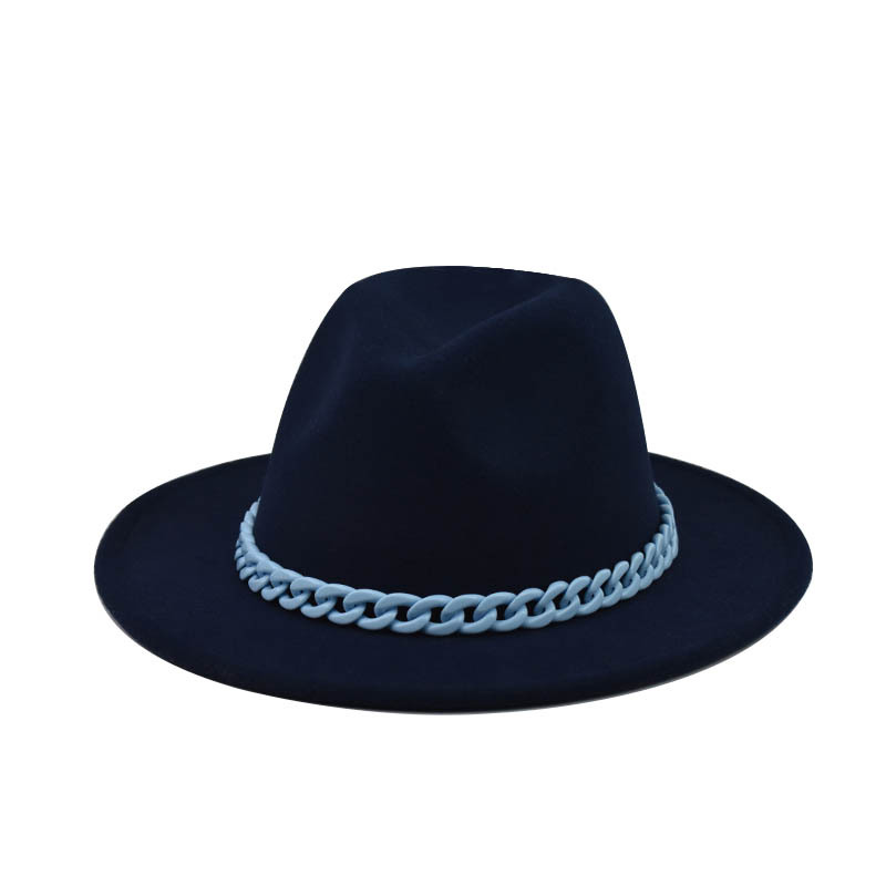 Comercio exterior transfronterizo engrosado padre-hijo Four Seasons Cadena naranja sombrero de lana cadena sombrero de fieltro de ala grande sombrero de copa plana