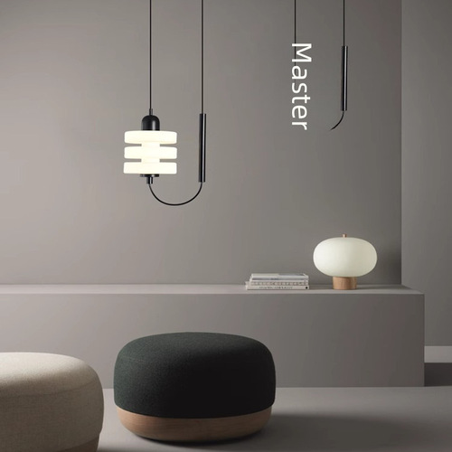 Lighting Fixture for a Light and Luxurious Bedroom, Nordic Minimalist, Popular Glass Pendant Lamp for Study Room, Designed with Linear Decor