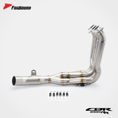 Suitable for HONDA Fireblade Honda CBR1000RR modified front and middle section titanium alloy racing motorcycle exhaust pipe (Motorcycle exhaust pipe) - titanium-alloy-front-and-middle-section