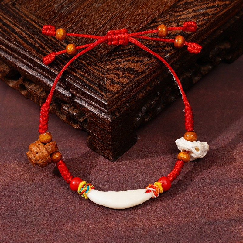 207#Dog Tooth Pig bone-shattering peach blue bracelet