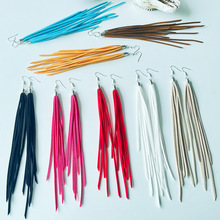 跨境欧美耳坠复古民族风长流苏多色飘逸波西米亚西部多色耳环