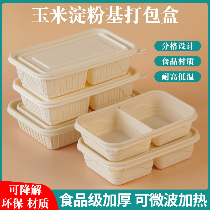 Disposable Biodegradable Lunch Box with Three Compartments and Two Compartments Rectangular Household Picnic Camping Style Fruit Packaging Box with Compartments B&