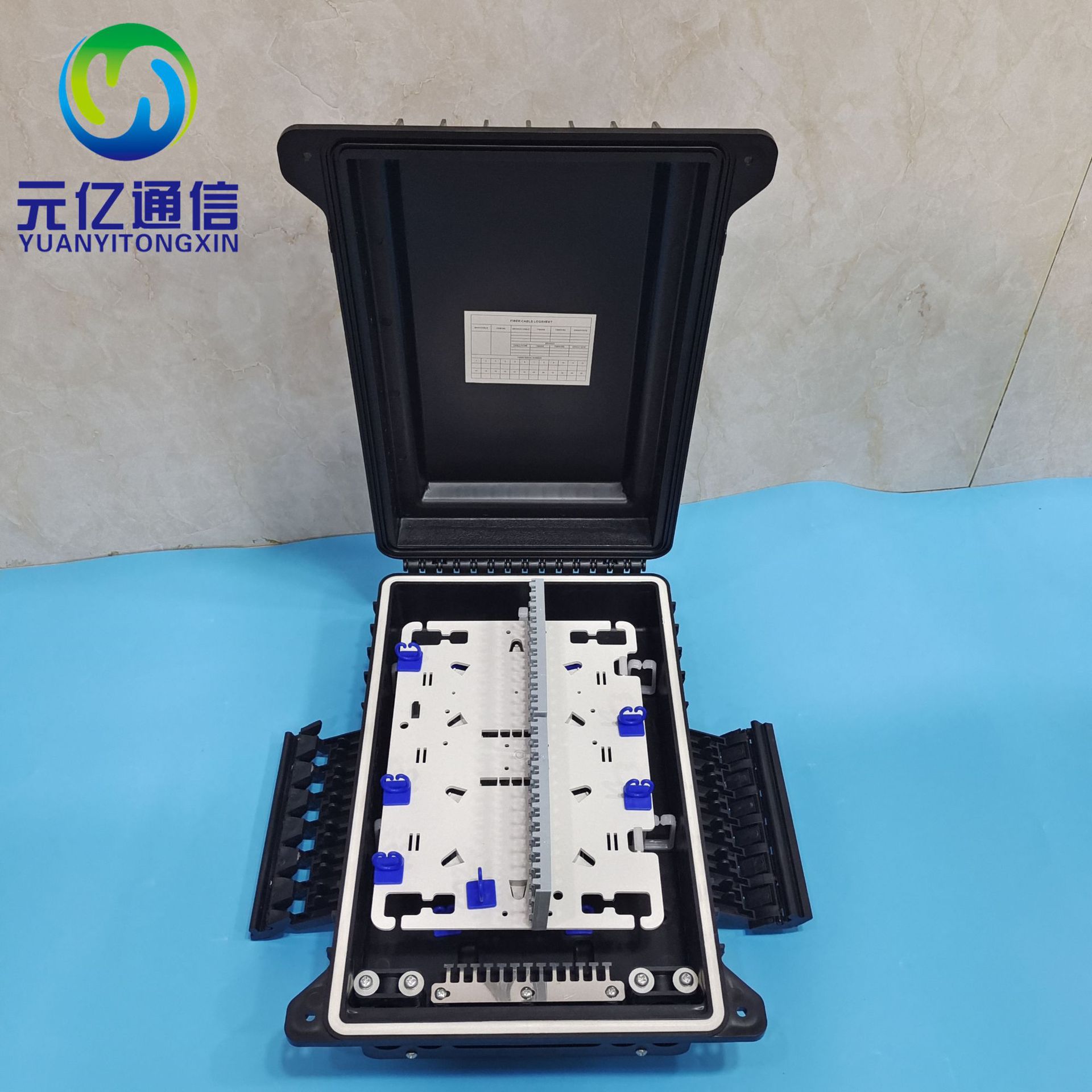 法兰式光纤分纤箱 48芯抱杆分线盒 光缆熔接保护盒网络入户分配箱