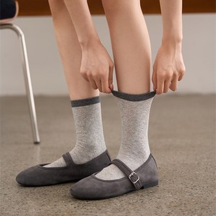 Korean Dongdaemun Ins Summer New Solid Color Mesh Socks Versatile Jk Japanese Style Women's Slouch Socks Mid-Tube Cotton Socks