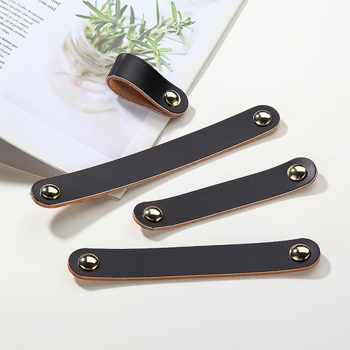 Factory Direct Sale Leather Pull Handles for Luggage Suitcases Bags Drawer Cabinet Door Pulls Brown Black Leather Knobs Wholesale