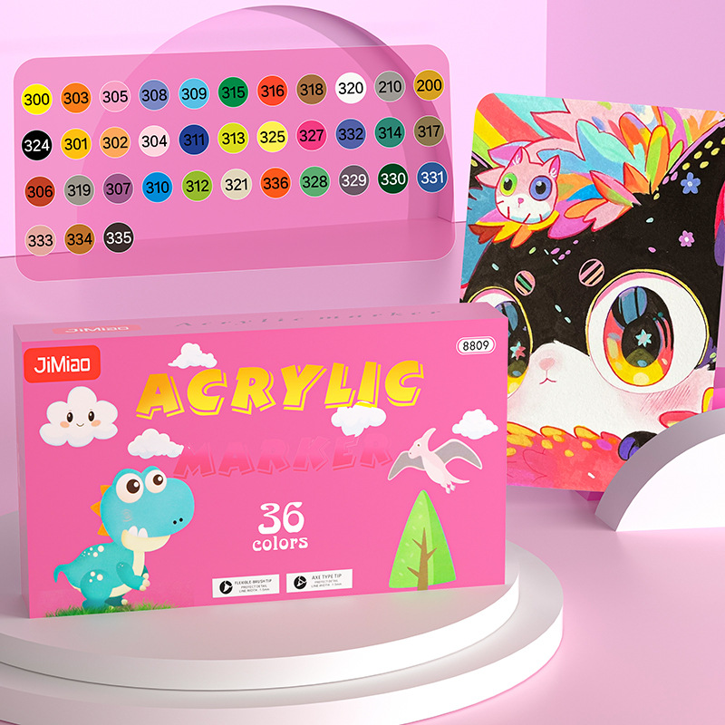 Marcador de acrílico de cabeza suave Cepillo de pintura para niños de doble cabeza Lápiz de graffiti de arte infantil impermeable de secado rápido Pluma de agua de gran capacidad