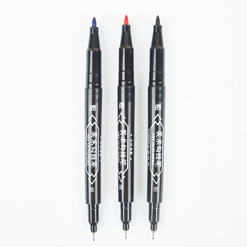 Cross-border small double-ended oil-based marker water-based marker pen large-capacity art painting pen black hook line pen wholesale