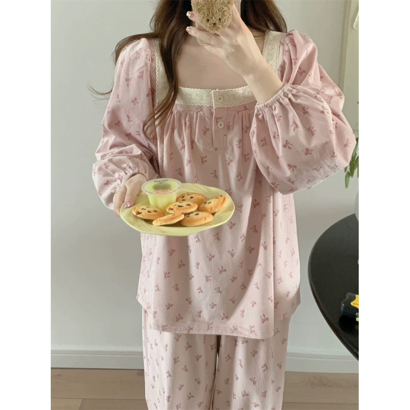 Cute pijama, set with bow for leisure, oversize