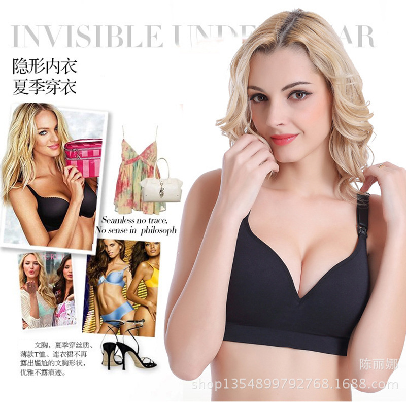 外贸大码哺乳一片式无钢圈孕妇内衣夏季薄款上开扣哺乳文胸