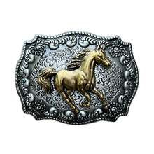 现货锌合金野马皮带扣西部风格欧美外贸跨境电商平滑扣皮带头