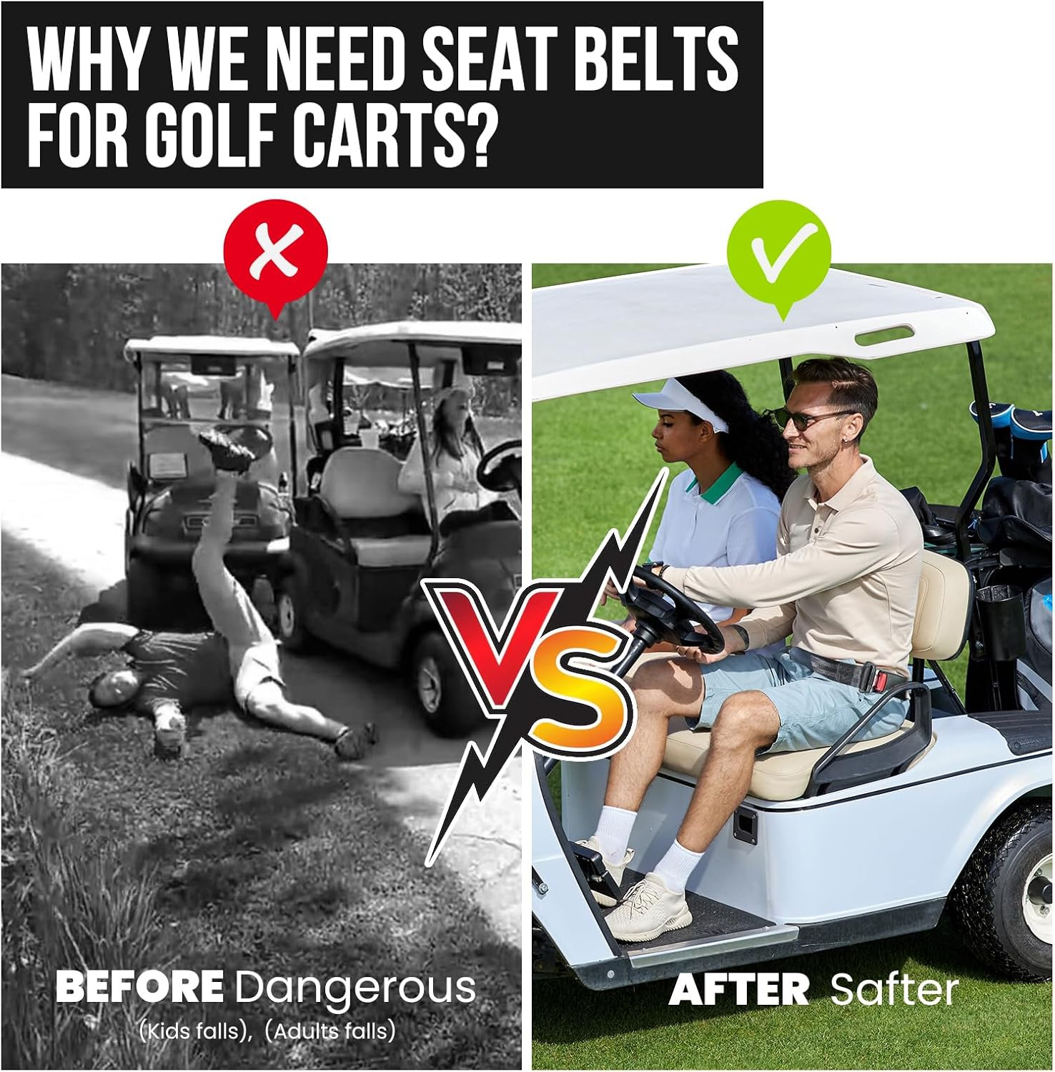 Car Two-Point Safety Belt, Bumper Car, Sightseeing Car, Amusement Equipment, Utv, Ezgo Golf Cart Safety Belt
