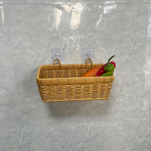 New Wicker Baskets for Kitchen Ginger Garlic Wall Hanging Basket Bathroom Shower Storage Rack Decorative Wall Decor