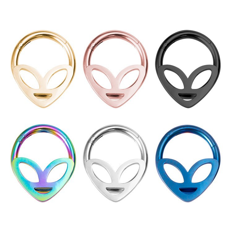 厂家直销鬼脸面具线圈开口环不锈钢316L鼻环耳环欧美外星人穿刺饰|ms