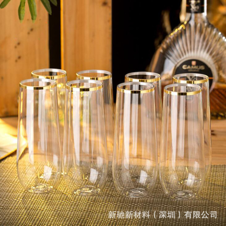 Fábrica directa al por mayor desechable PET taza de plástico fiesta de catering fiesta diaria taza de champán estampado