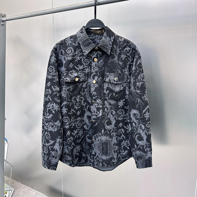 Men's Clothing Men's autumn new style jacket casual loose retro jacquard outer wear men's shirt_voghion.com