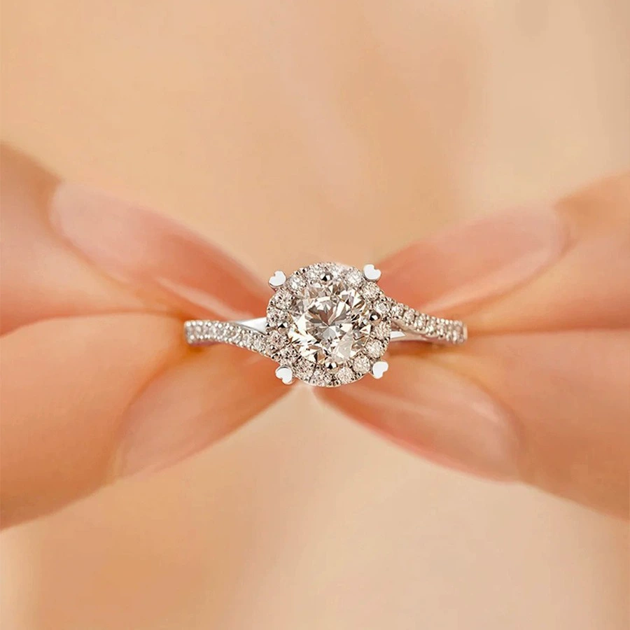 Adjustable wedding ring, 1‑carat style, light‑luxury design, multiple motif options