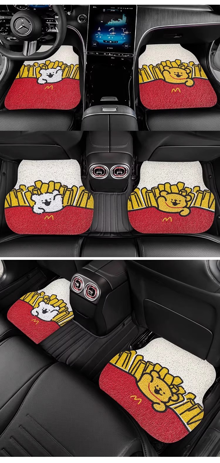 Universal Car Floor Mats, Car Foot Mats, Driver's Wire Ring Car Carpets, Car Foot Mats, Cute Cartoons