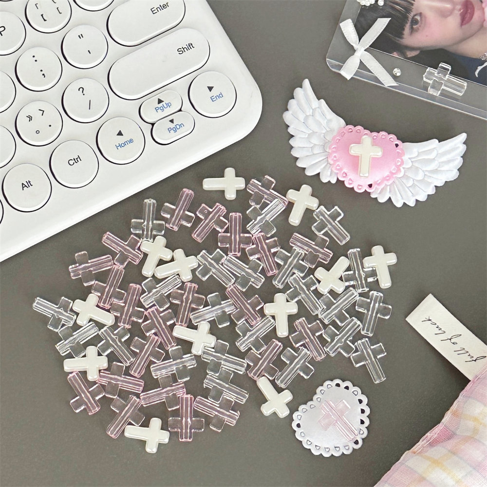 Nuevos accesorios, accesorios, cruz, plástico transparente con cuentas, joyería de bricolaje, decoración de niñas, paquete de material de tarjeta pequeña al por mayor