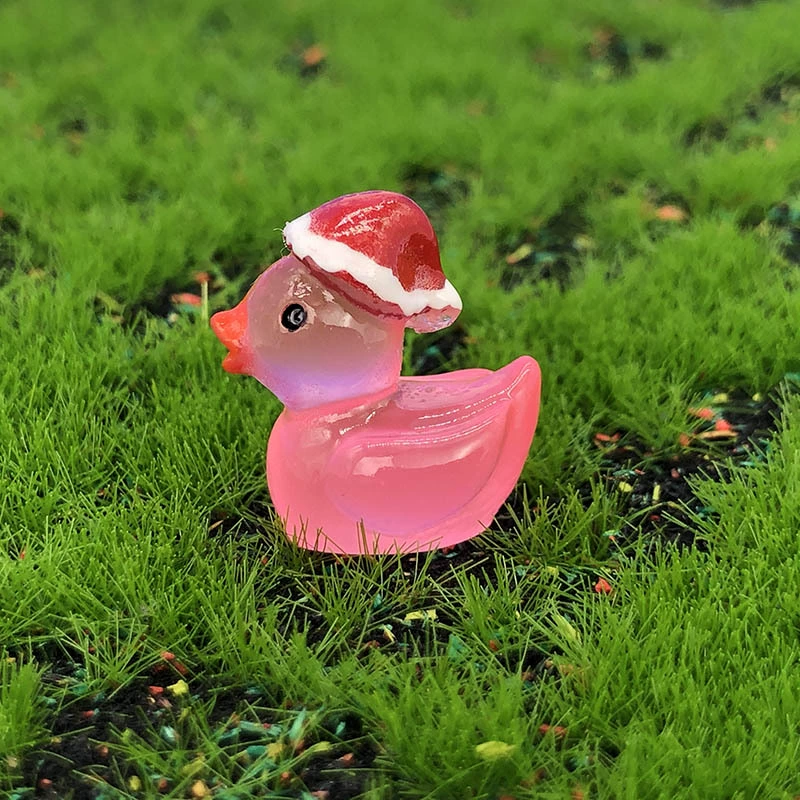Cute resin Christmas luminous duck crafts accessories micro landscape decorative ornaments jewelry manufacturers wholesale