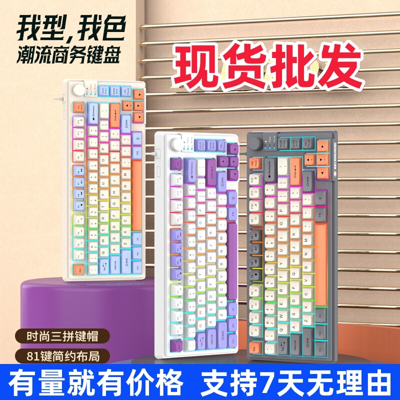 Xuan Silver Fox K81 Wired Membrane Knob Keyboard Three-Color Luminous Simple Desktop Computer Notebook Office