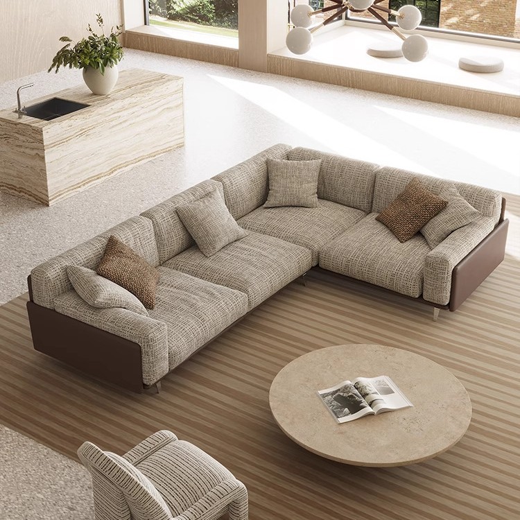 Sofá de tela 2025 nuevo estilo de villa sala de estar minimalista italiano de algodón de lino de importación sofá de pluma