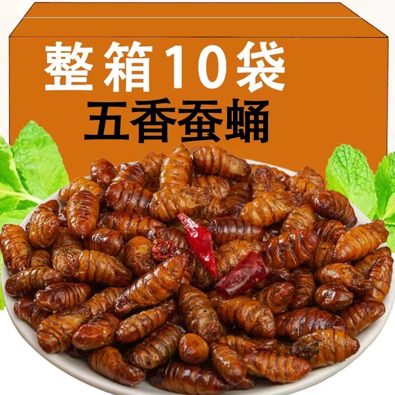 新鮮でサクサクした蚕の蛹、山東省の特産品、揚げ五香辛い蚕の蛹、調理済みスナック、軽食、高たんぱく質|undefined