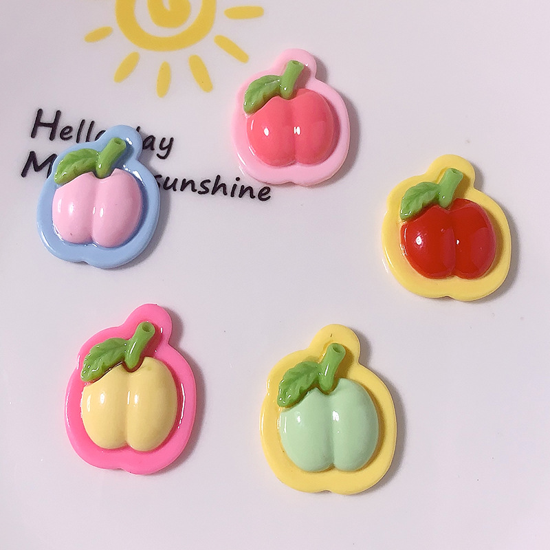 Nuevo sistema de color macarón manzana diy accesorios de resina pinzas de cabello accesorios de cabello caja de teléfono móvil botones de zapatos material de parche hecho a mano