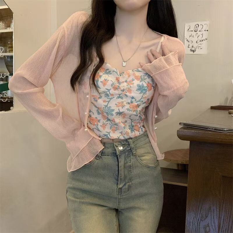 Thin Ice Silk Knit Cardigan for Women, Summer Outerwear Shawl, Petite Size, High-End Feel, Sun Protection Air Conditioning Top Thin Ice Silk Knit Cardigan for Women, Summer Outerwear Shawl, Petite Size, High-End Feel, Sun Protection Air Conditioning Top