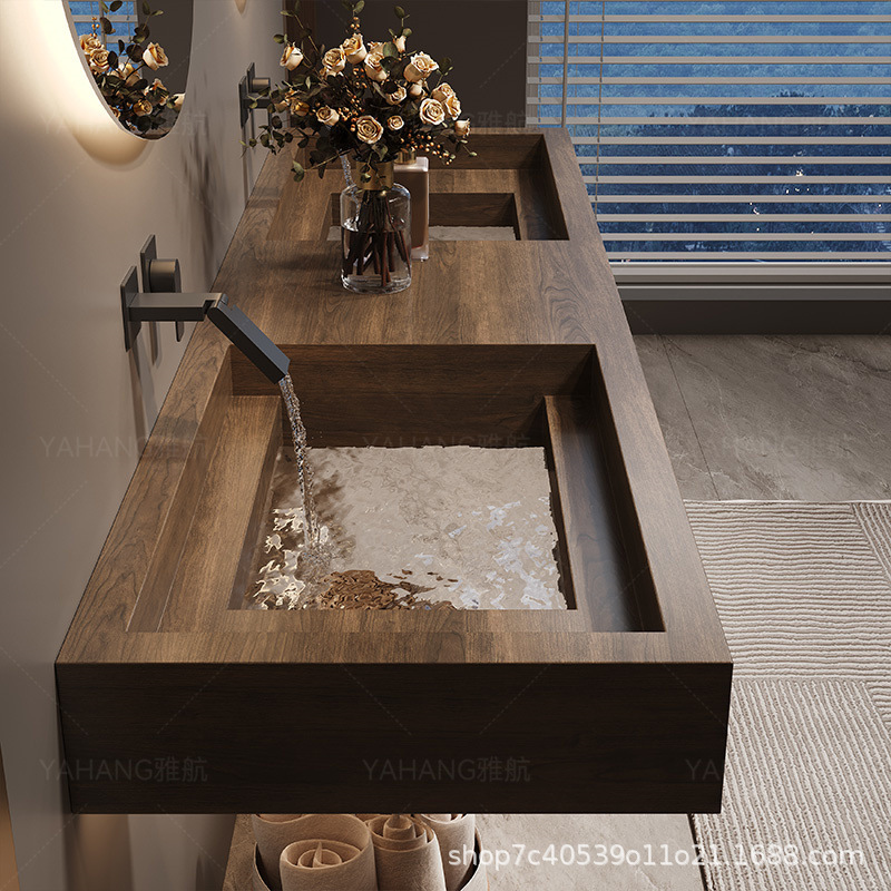 Slate Transparent Glass Bottom Customizable Washbasin Internet Celebrity Light Luxury High-End Bathroom Washbasin Hotel Washbasin