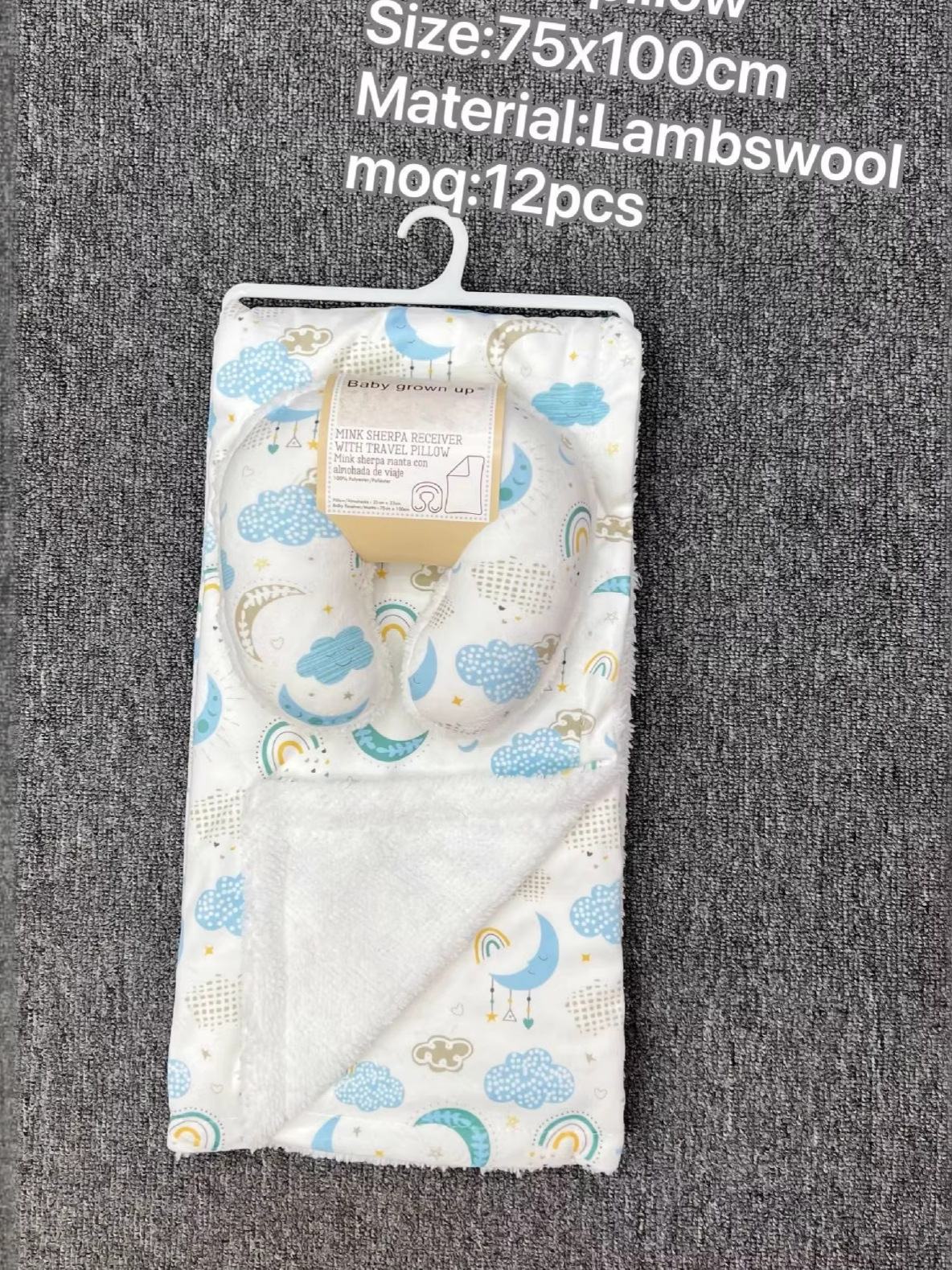 Baby Cashmere Blanket U-Shaped Pillow 2 confortable estilo grueso Elephant Crown colcha de bebé