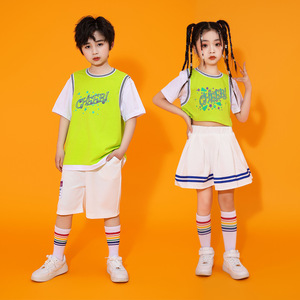 Girls boys toddlers cheer leading uniforms hiphop jazz rapper street dance jazz dance outfit school rugby contest outfits for boys girls