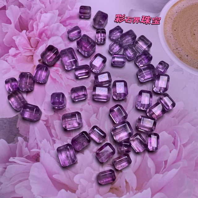 批发天然紫晶长方块配件 流行饰品热销配件 DIY手链项链 女款配件