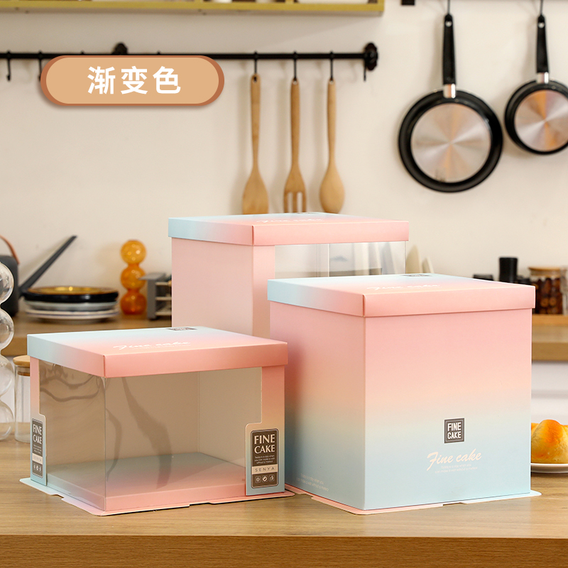 Caja de embalaje de nuevo pastel de cumpleaños translúcido 6 / 8 / 10 / 12 pulgadas caja de pastel de doble capa