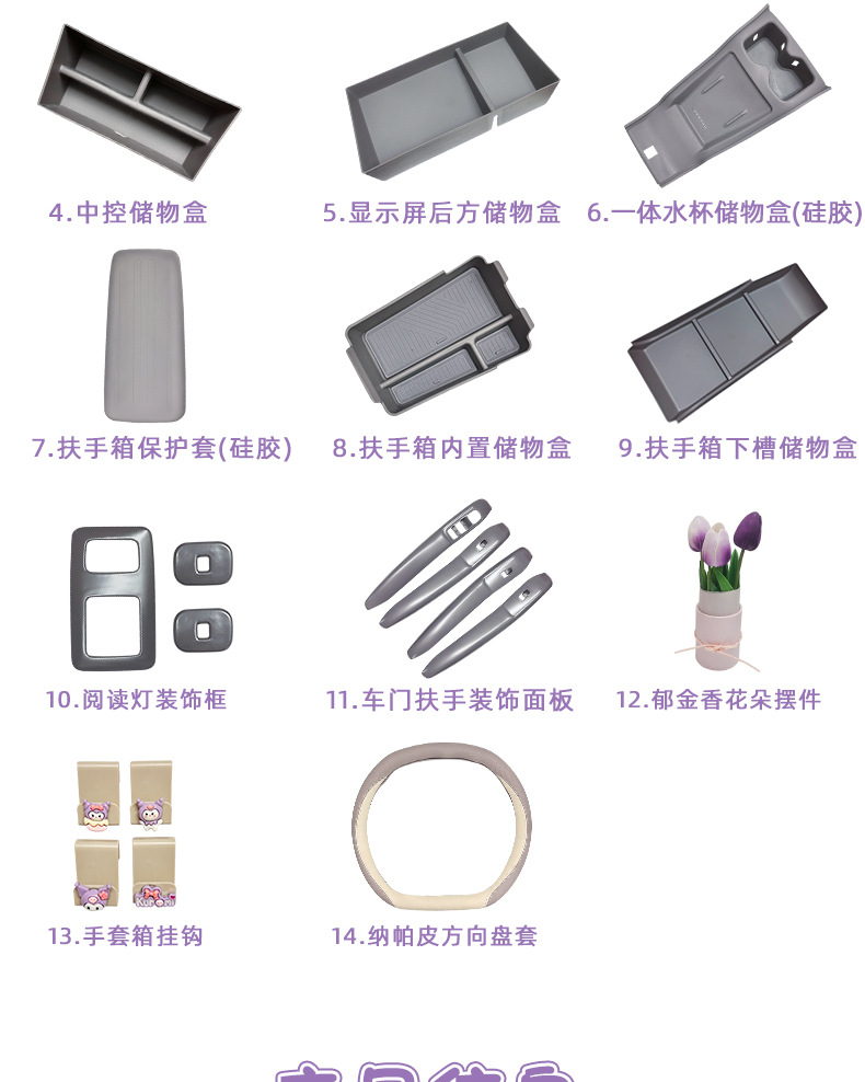 Suitable for 26 Models of Mg4 Armrest Boxes, Silicone Protective Covers, Special Car Interior Decoration, Complete Set of Modification Accessories